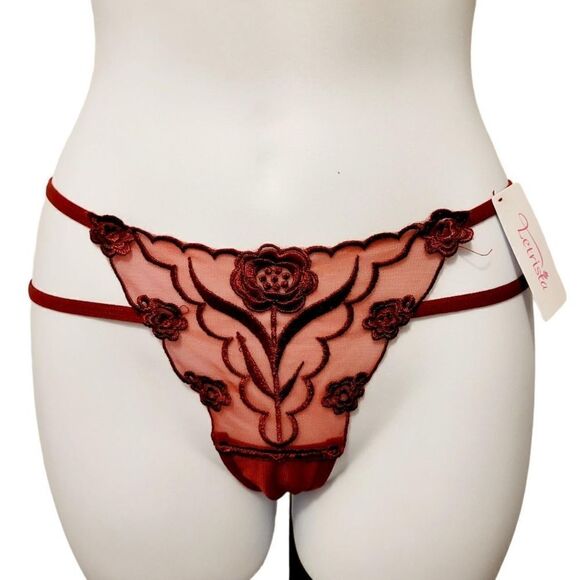 2/$20 Brand new ruby red rose panties underwear T-backs - Picture 2 of 4